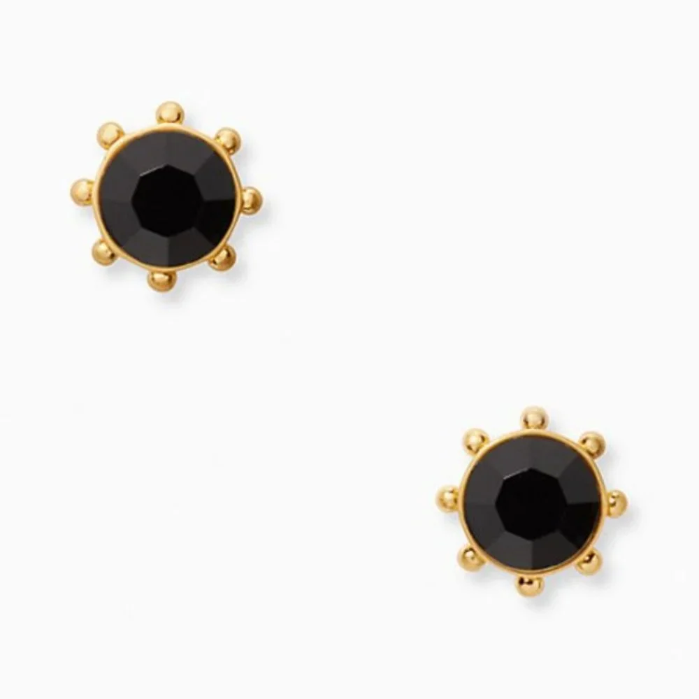 🖤 NEW Kate Spade Jet Flying Colors Bezel Stud Earrings